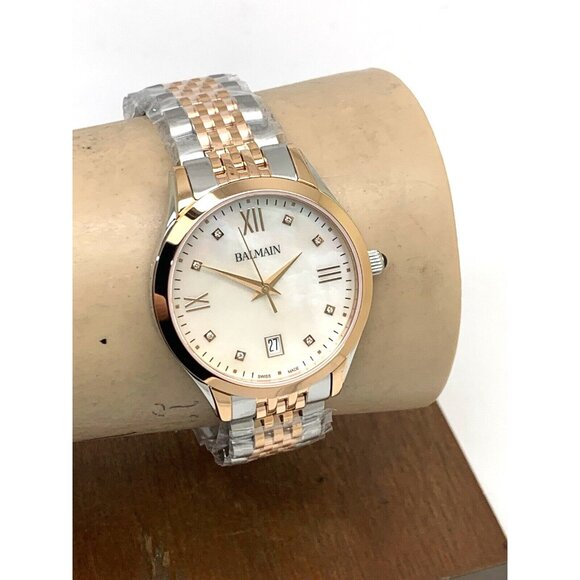 Balmain Women's Watch B43183182 Swiss Quartz Diamond Mother of Pearl Dial 34mm - Picture 10 of 13